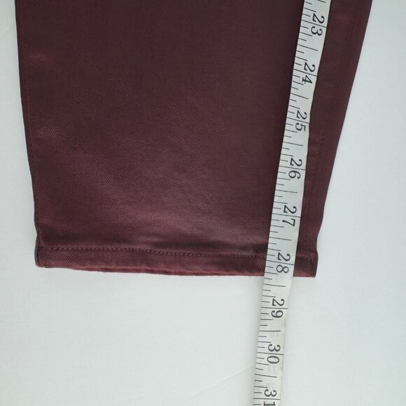 7 for All Mankind NEW Burgundy Waxed Denim High Waist Ankle Skinny Women's Sz 32 - Picture 7 of 9